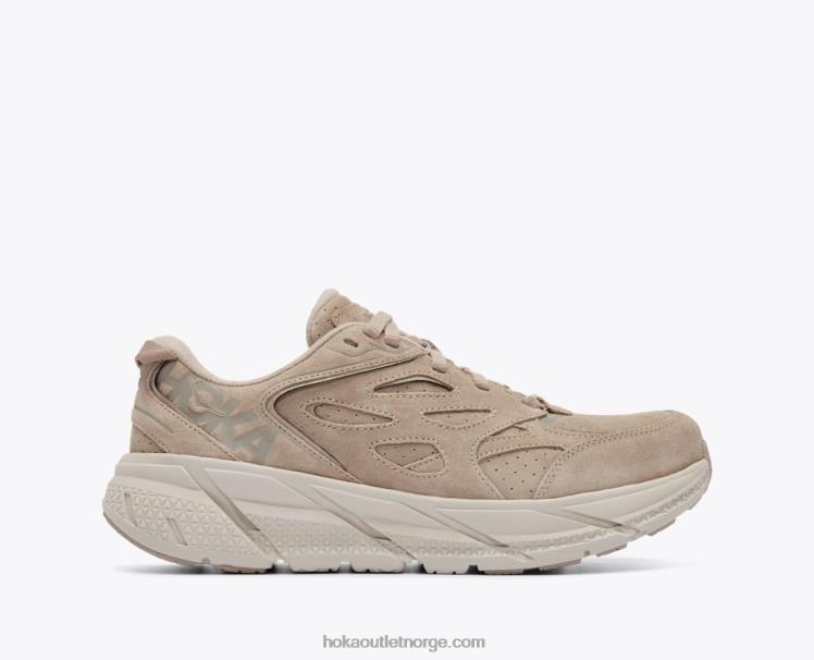 NR60675 clifton l semsket skinn kvinner rett og slett taupe/pimpstein Hoka