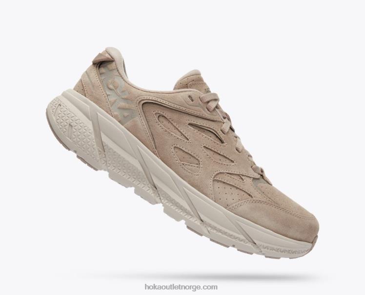 NR60675 clifton l semsket skinn kvinner rett og slett taupe/pimpstein Hoka
